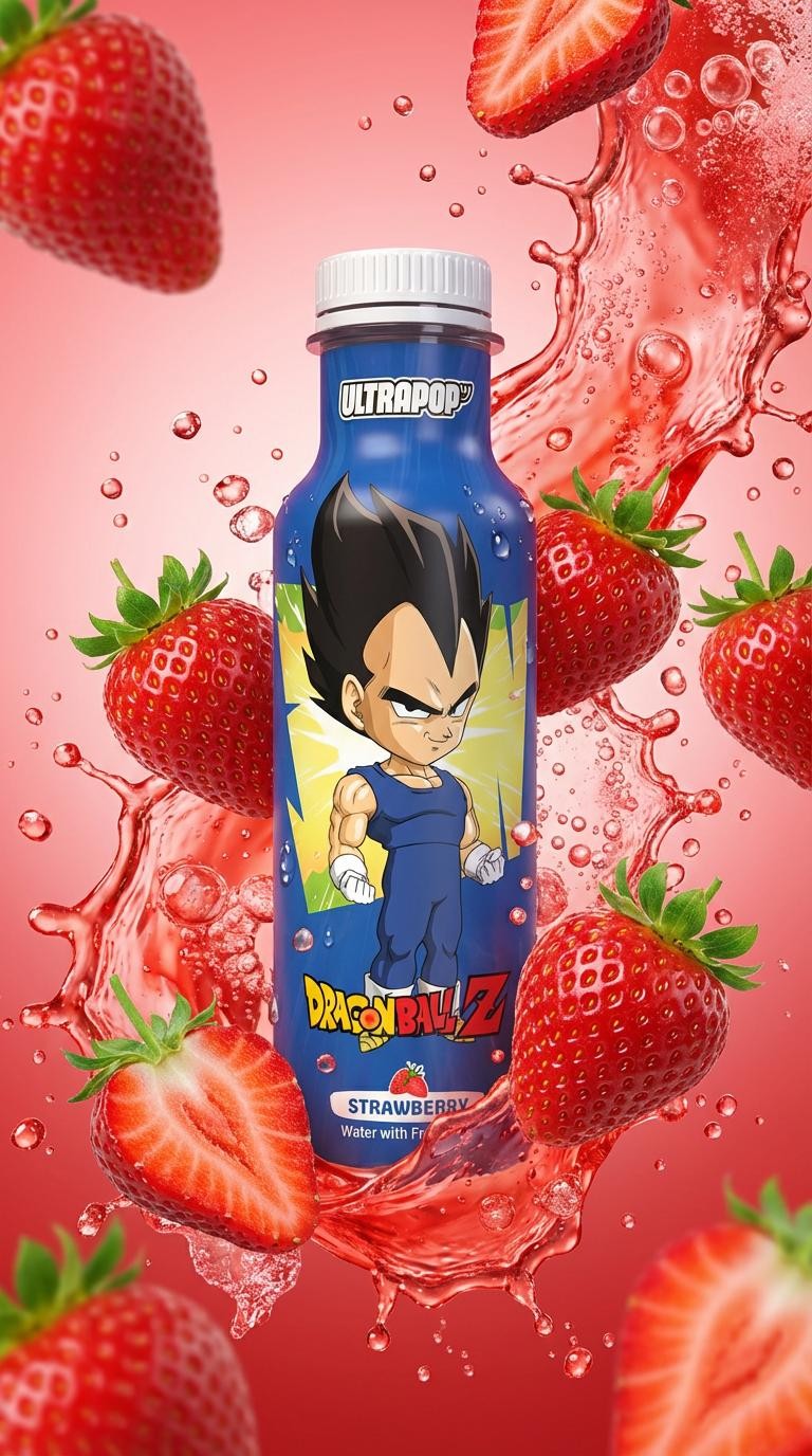 Ultrapop DBZ Strawberry Flavored Water - Vegeta - 33cl x 12