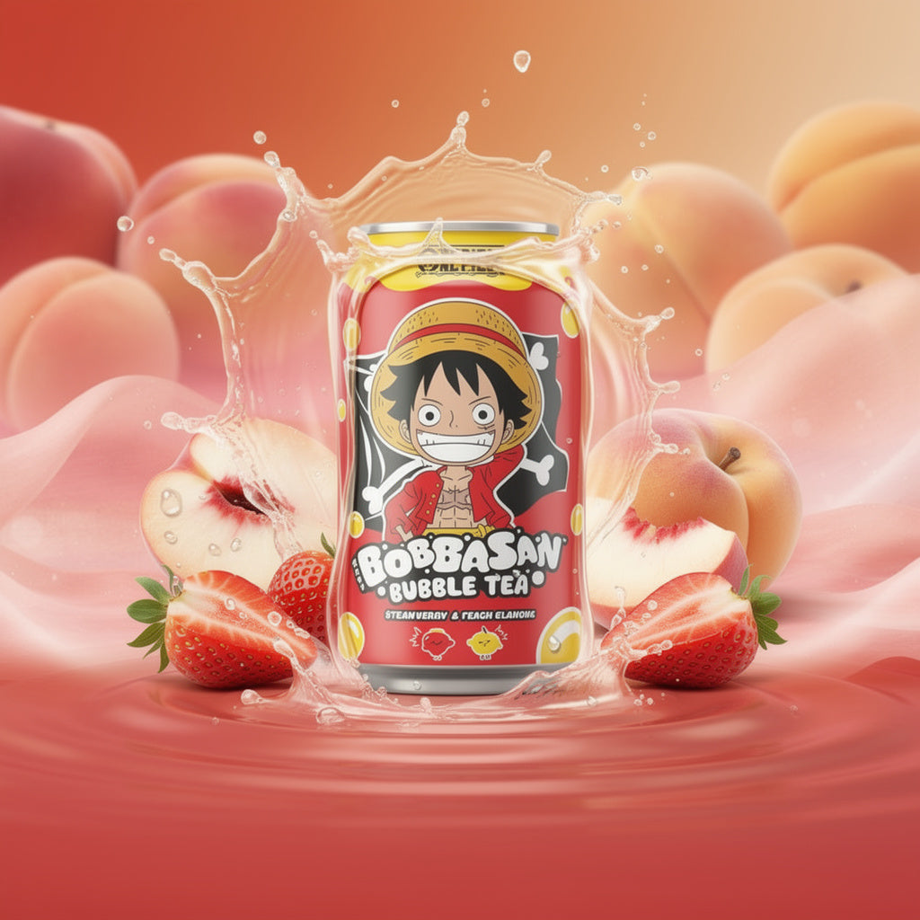 Bubble Tea Fraise & Pêche Ultrapop – Luffy - 320ml