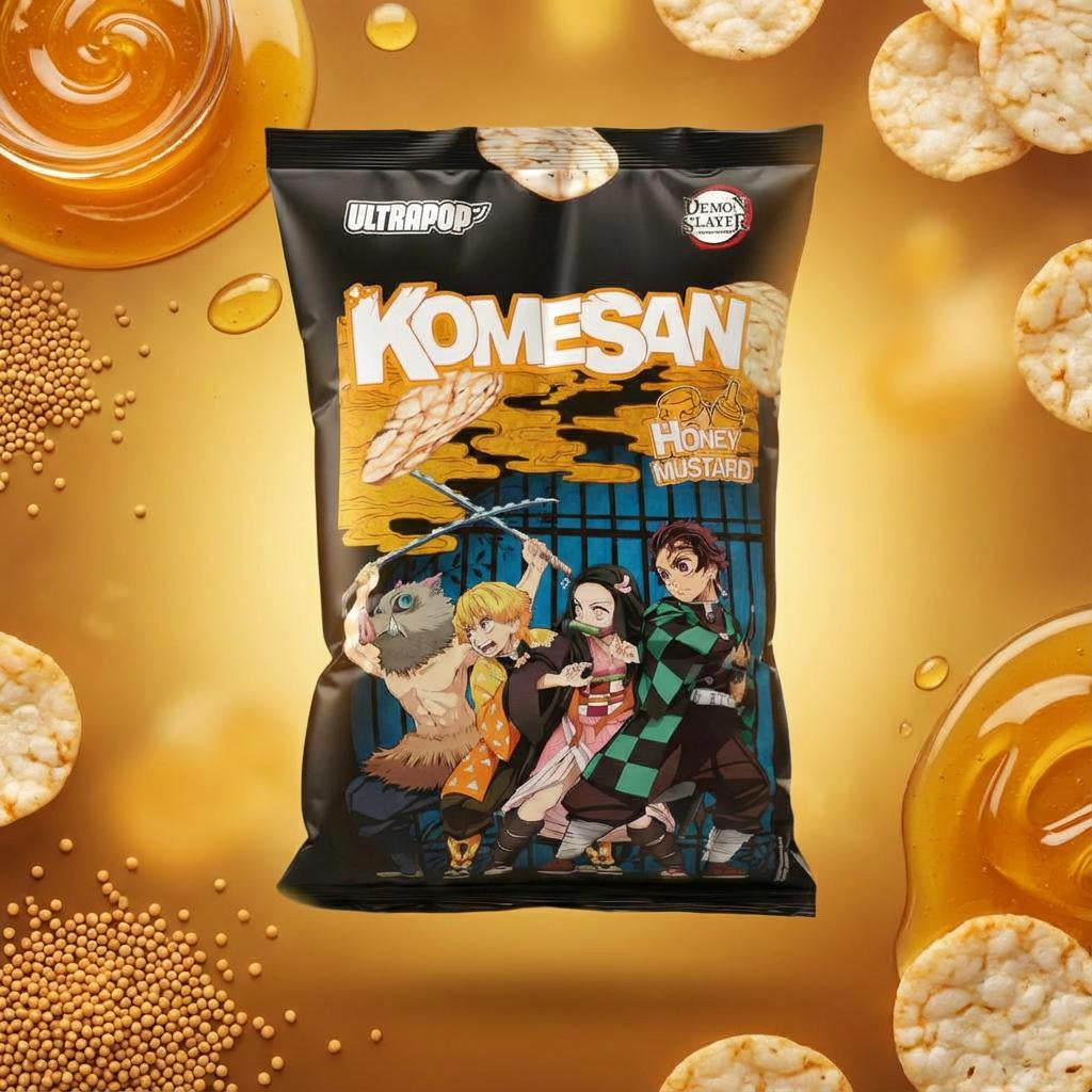 Komesan Ultrapop Honey & Mustard Rice Chips – Demon Slayer – 60g x 12