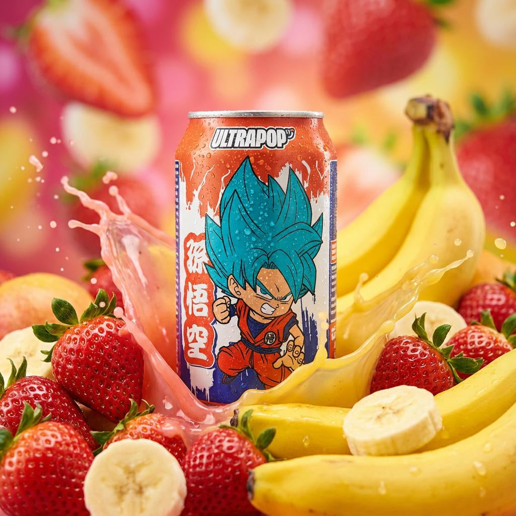 Ultrapop Goku Strawberry Banana Soda – 33 cl x 24